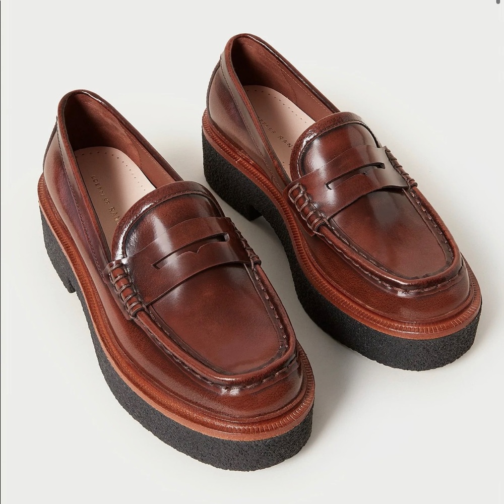 Rikki Brown Platform Loafer, Italian leather, 1.75 inch heel.